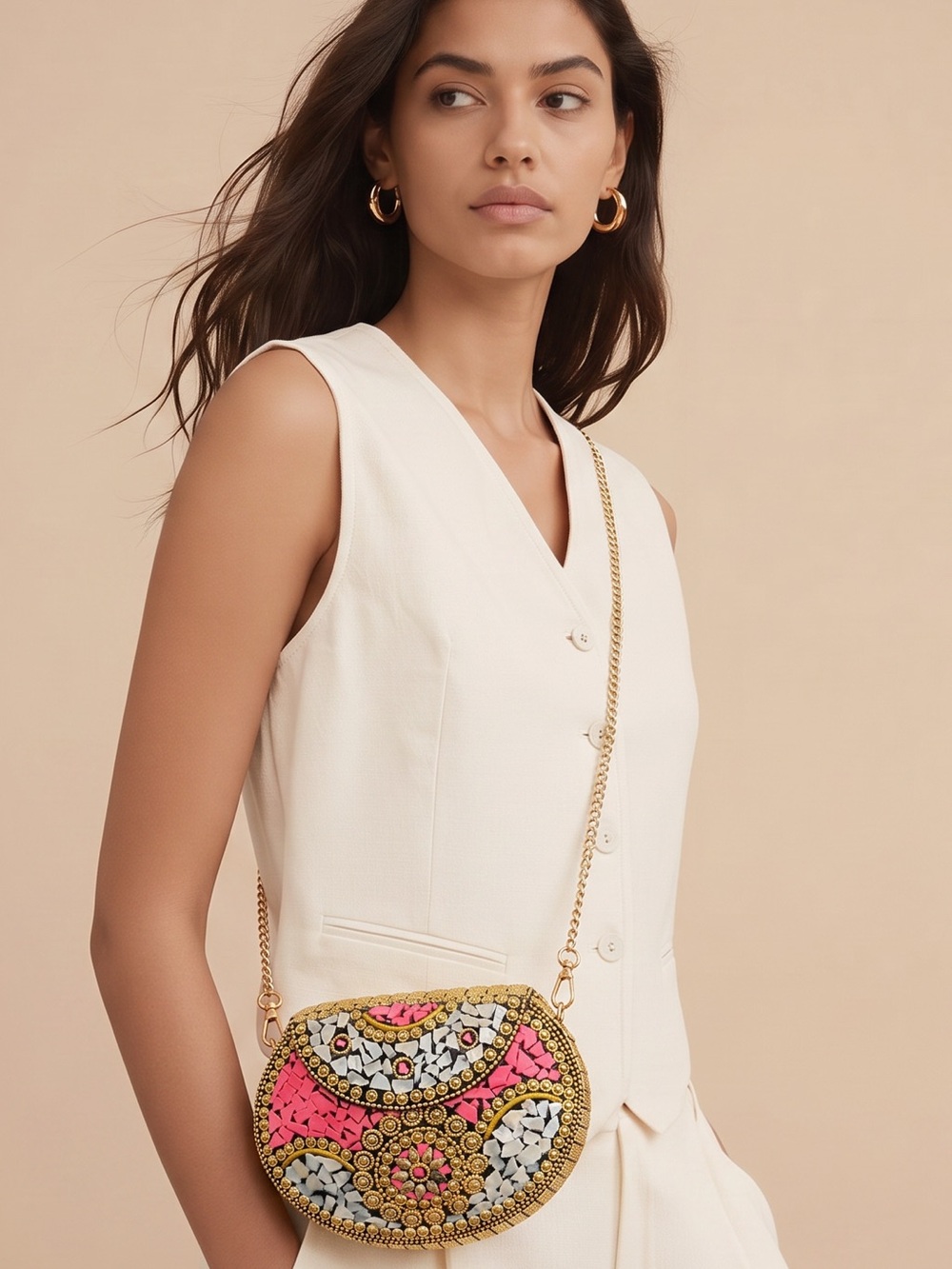 Ramla Revolve Beverley Hills Clutch Purse Moroccan Mosaic Pink Bag India Artsy
